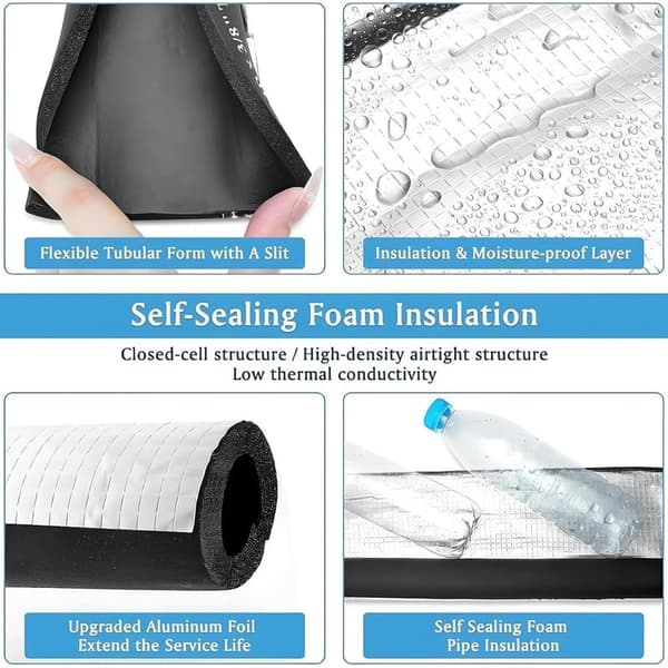 Pipe Insulation for Outdoor Use, Pipe and Hose Insulation, Foam Pipe Insulation, Waterproof Pipe Insulation, Length: 95 cm