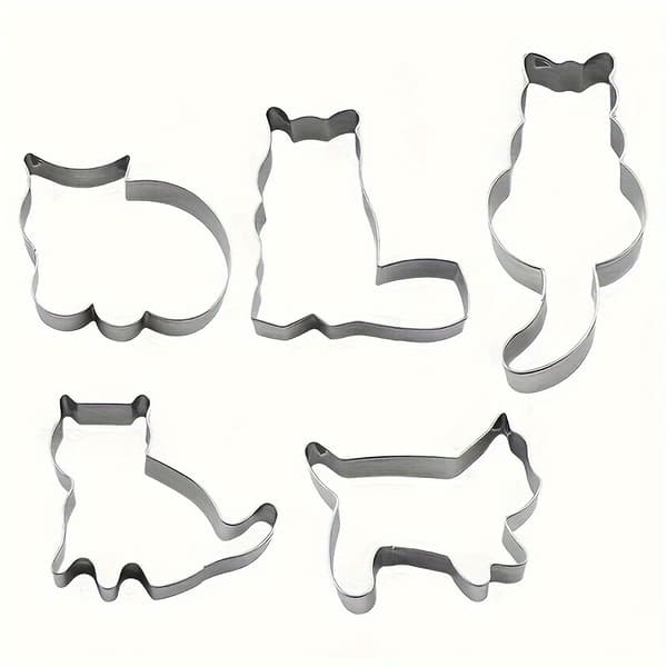 5pcs Stainless Steel Christmas Cookie Cutters Compatible for Gingerbread & Sugar - DIY Baking Molds with Paw Print, Tree, Star, Circle 5pcs/Set 5pcs/Set