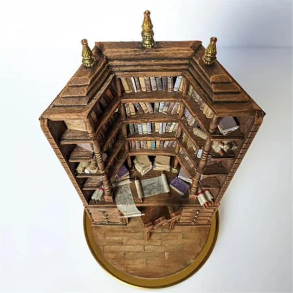 The Bay Library Miniature Gothic Bookshelf, Handmade Miniature BookshelvesBY