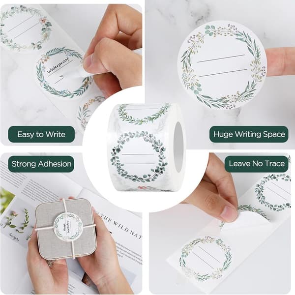 Self-adhesive labels, 500 jam labels, self-adhesive round jam jar labels for jam jars, spice jars and bottles
