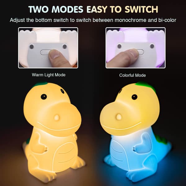 LED Sød Dinosaur Natlampe, Sød Silikone Dinosaur Lampe og Dyre Natlampe, LED Squishy Dyrelampe til Søvn, Kawaii Sengelampe til Værelset