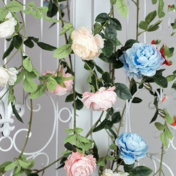 2 st Champagne Simulation Cherry Blossom Vine Bröllopsdekoration DIY Rottingkrans Trädgårdsdekoration