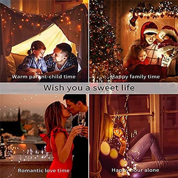 LED Solar String Lights Outdoor Solar String Lights, 12M 120LED Copper String Lights, Waterproof 2-pack Warm