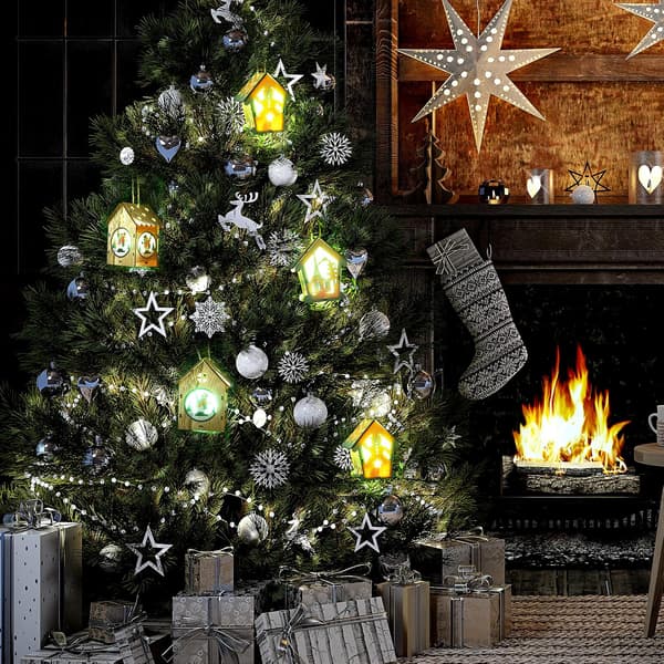50 stk. mini LED-ballonlamper, papirlamper, kuglelys til julefrokostdekorationer