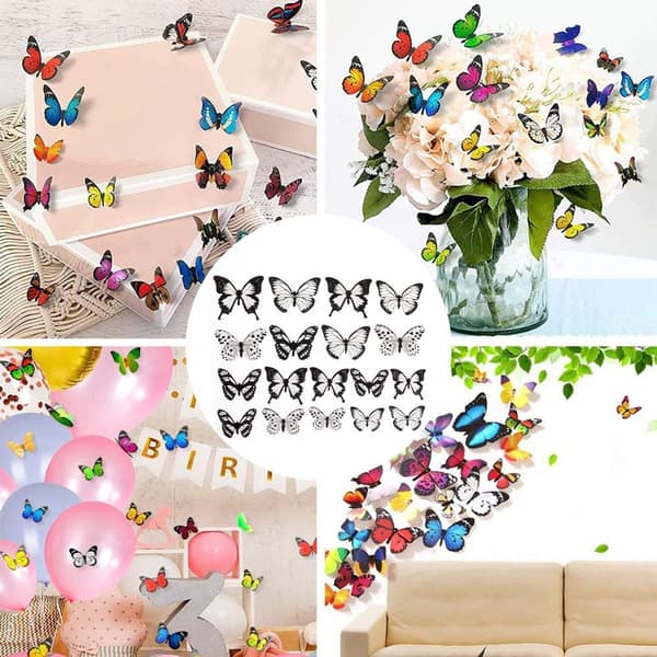 3D Butterfly Wall Decorations 72 pcs Butterfly Birthday Party Decorations KLB