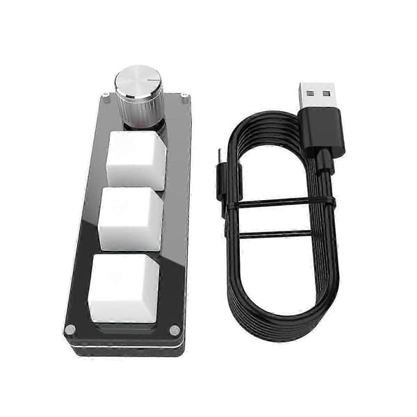 Three Keys USB Wired Mini Keyboard Knob Mechanical Keyboard Quick Office Volume Control Keyboard for