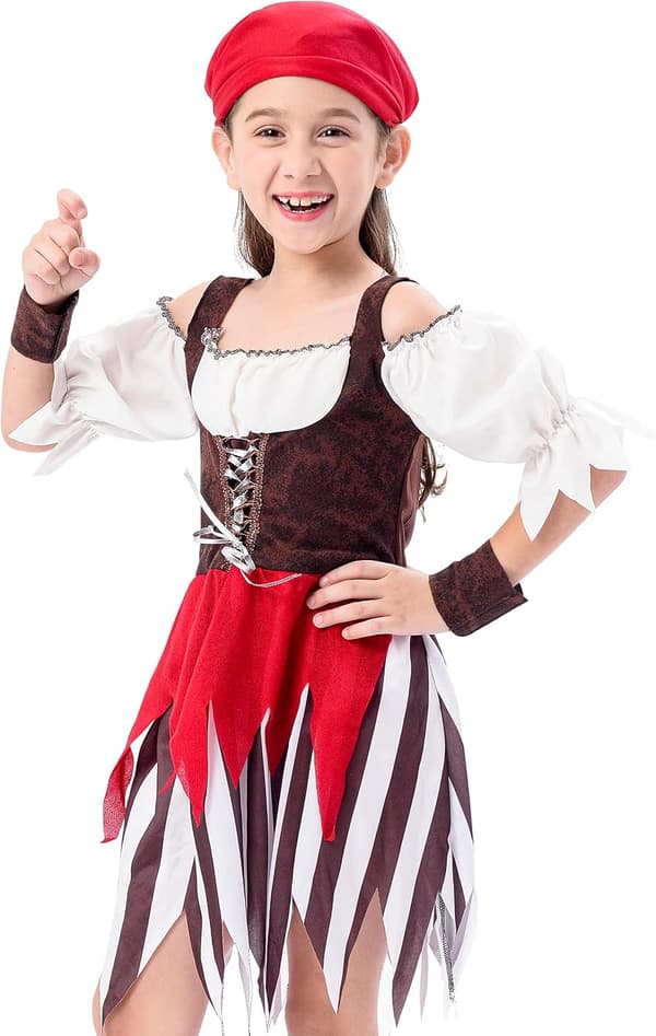 Piratkostyme for barn, karnevalskostyme, festklær, for gutter og jenter