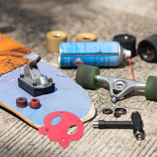 2 stk. røde pakninger af aluminiumslegering til skateboard i pandaform, beskyttelse mod nedsænkning til longboardtilbehør