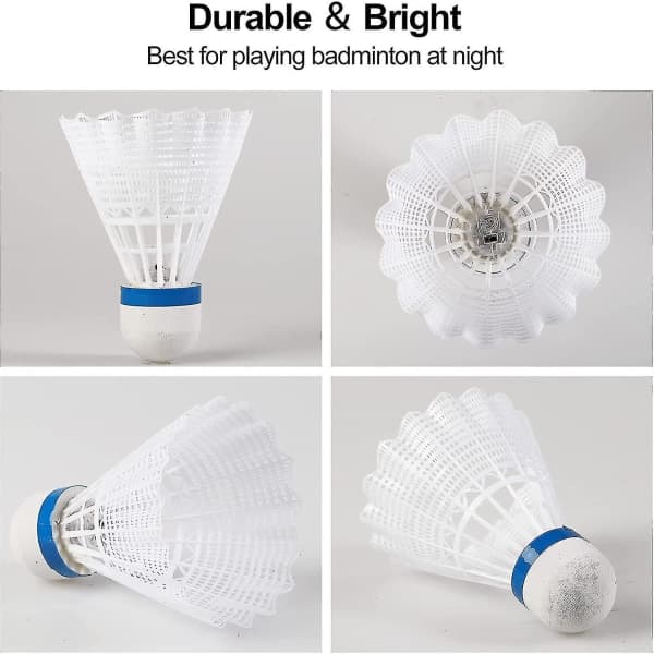 LED-sæt, lysende sæt, LED-nylon-sportsbadminton, LED-badmintonbolde, natbadmintonbolde 4 STK 4PCS