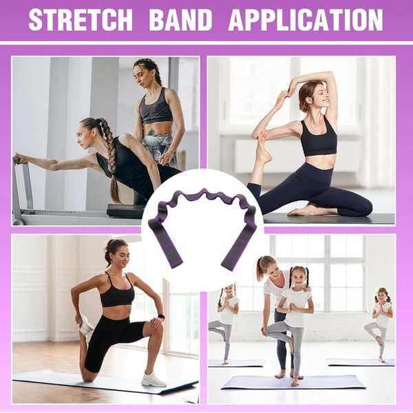 Yoga Elastisk Bånd med 9 Løkker, Strækmodstandsbånd, Elastisk Træningsrem til Yoga Pilates_tfrf