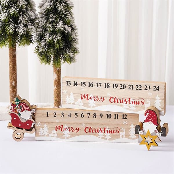Julekalender i tre, nedtelling til jul, juledekorasjon, juletrepynt, nissekalender