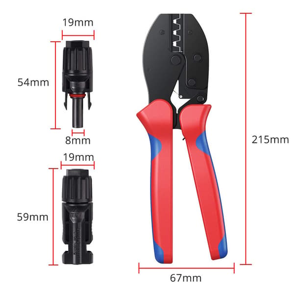 MC3 MC4 Solcelle Krympeværktøj til PV-kabel 2.5/4.0/6.0mm²+20stk+1par
