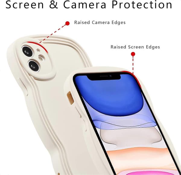 Etui til iPhone 12 6.1 tommer, Søt Ensfarget Krøllete Bølgeformet Ramme Silikon Støtsikkert Etui