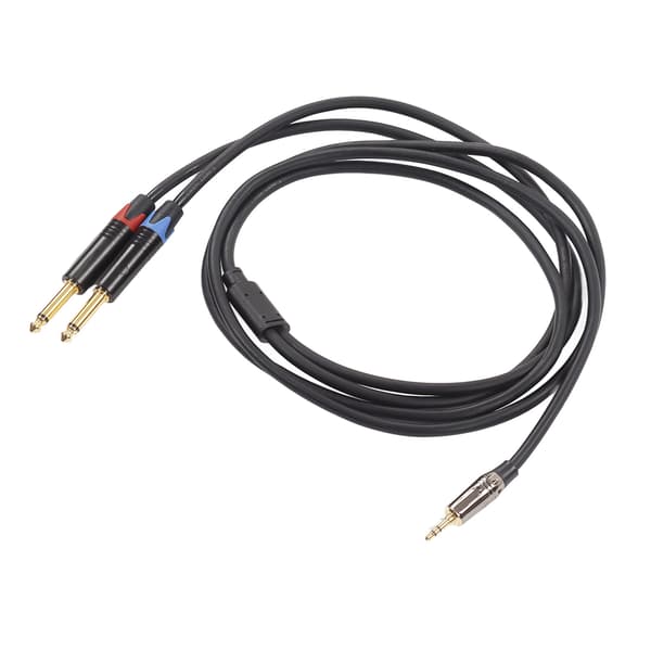 3,5 mm 1/8 tommer han til dobbelt 6,35 mm 1/4 tommer TS han-kabel Stereo 1/4 til 1/8 kabel til forstærker mixer 2m / 6,6ft