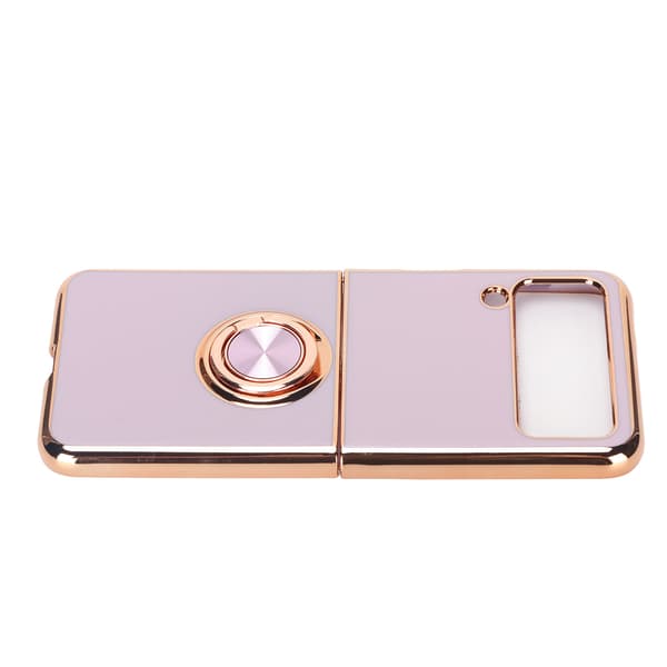 Smartphone Protective Case Car Magnetic Phone Case with 360 Degree Rotation Finger Loop Stand for Z Flip 3 Light Purple