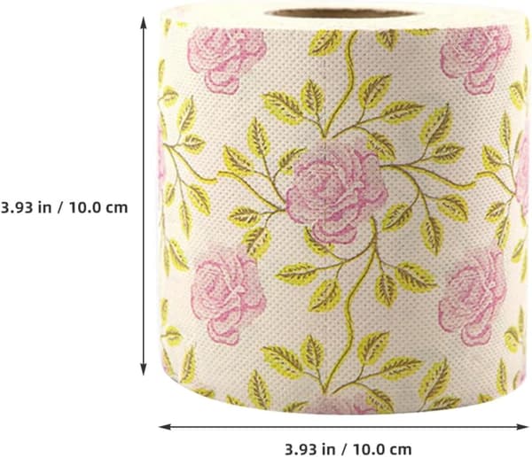 Rose Patterned Toilet Paper Rolls 2 pcs, Bamboo Pulp Natural Fiber Decorative Toilet Paper