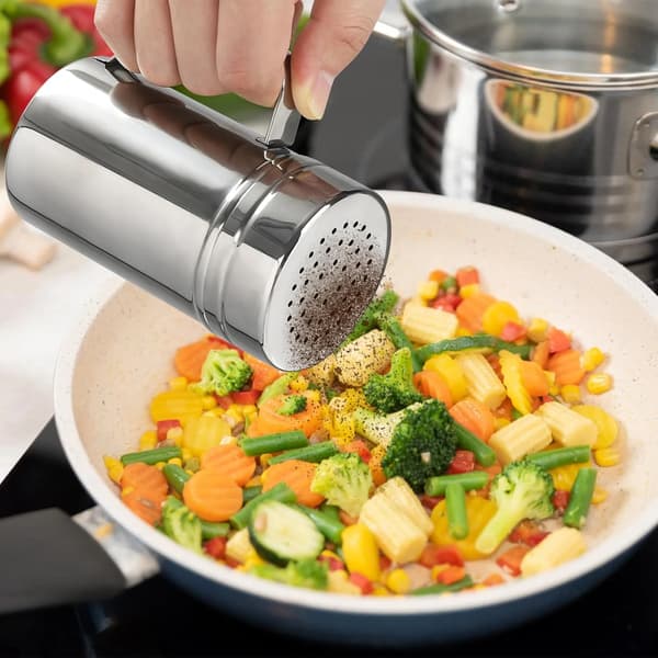 2-pack Stainless Steel Salt and Pepper Shakers with Handle and Spice Lid for Kitchen and Dining, 400 ml