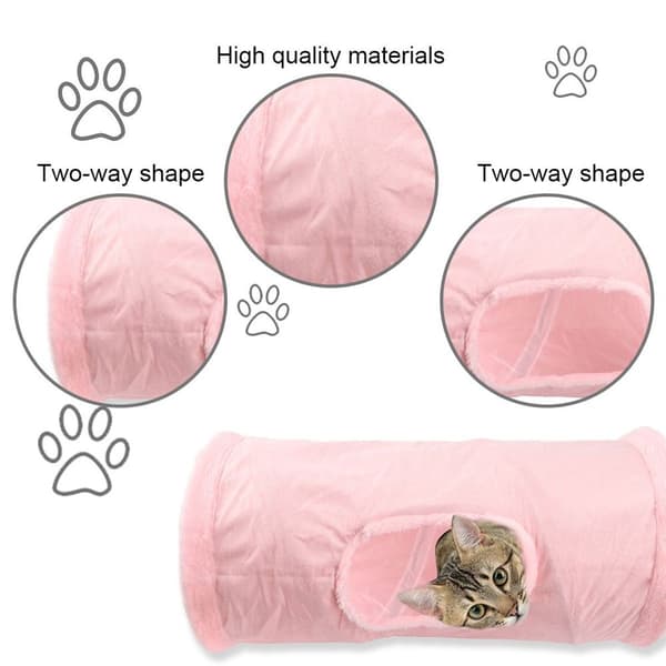 Beautiful foldable cat tunnel cat toy with ball pink KLB