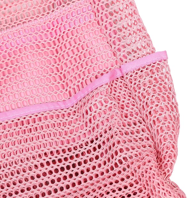 Vaaleanpunainen rantakassi useilla taskuilla, nailonverkkoa naisille