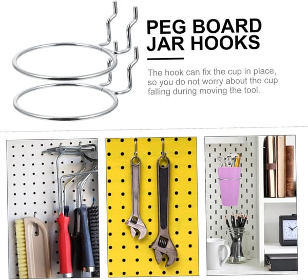 5 st Peg Board Burkkrokar Runda Krokar Pegboard Tillbehör Metall Peg Board Kopphängare