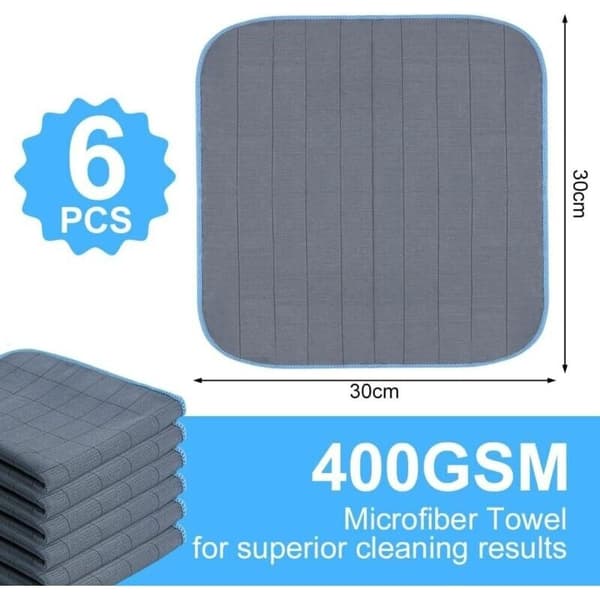 Magic Microfiber Cloth, 6-Piece Set of Lint-Free Absorbent Microfiber Cloths