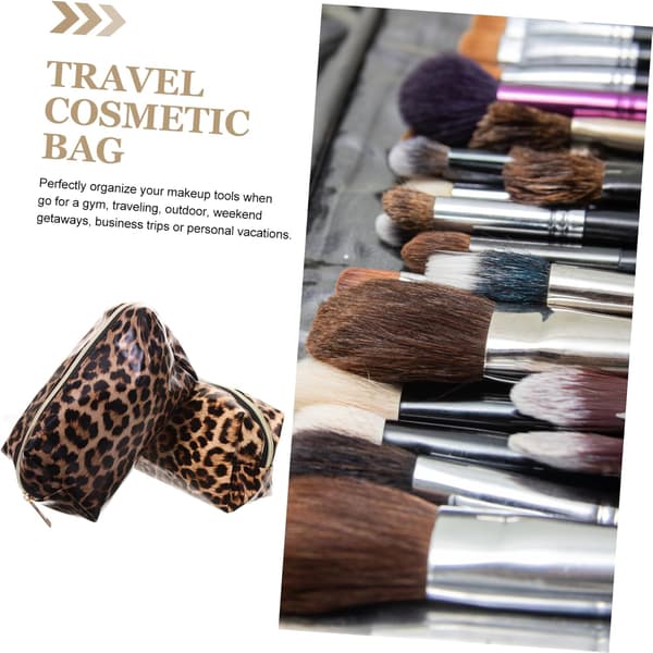 4 stk. makeuptasker med stor kapacitet Leopard makeuptaske Bærbar rejse-makeuptaske til kvinder