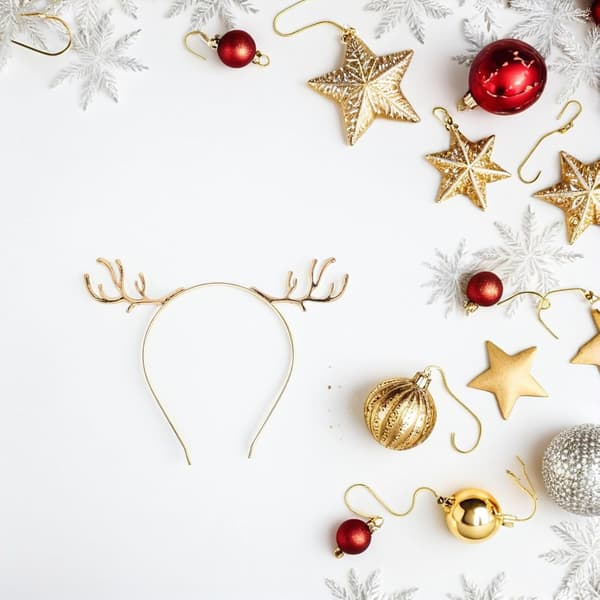 Gylden Rhinestone Rensdyr Gevir Hårbånd 3 stk. til julefest