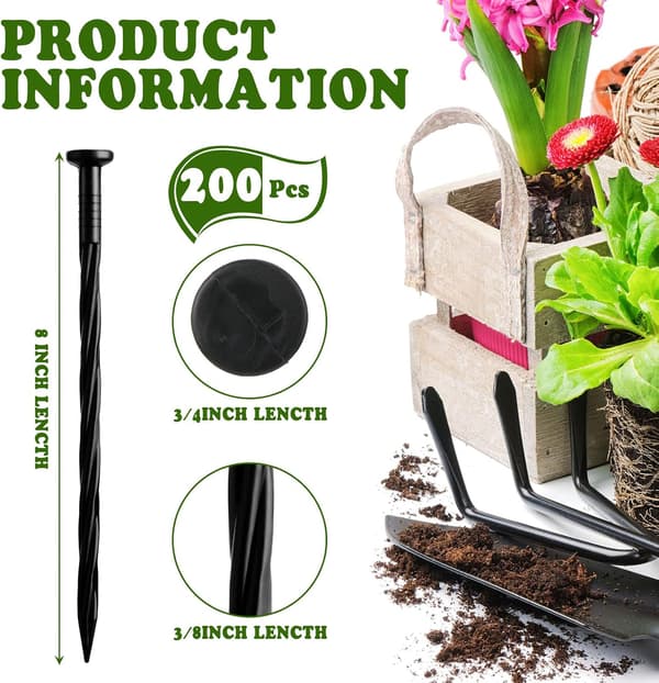 200 kappaleen nurmikon reunuspiikit muoviset maapiikit maisemointiin item_package_quantity
