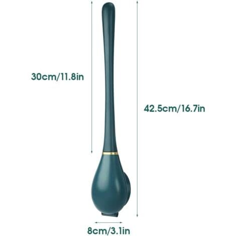 Flexible Silicone Toilet Brush - Wall Mounted, Drill-Free - Quick Drying - Effectively Cleans Corners - 2-Piece Set