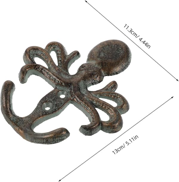 Octopus Wall Hook Cast Iron Metal Nautical Decorative Coat Hook