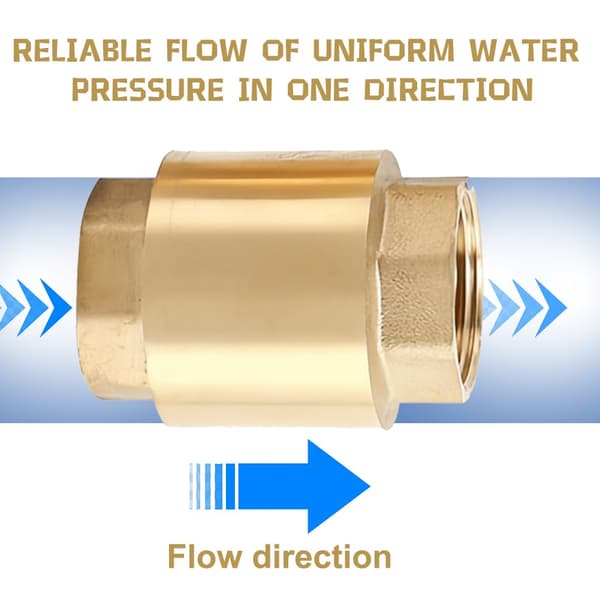 1-inch Brass Check Valve with Internal Thread, DN25 Backflow Preventer Universal with Internal Thread on Both Sides, 1-inch Vertical Brass Check Valve