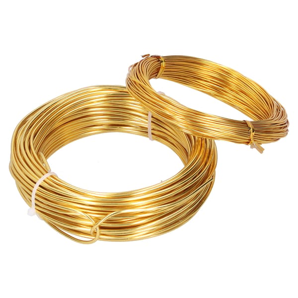 2 rullar 1,0 mm 2,0 mm aluminium DIY smyckestråd flexibel blomstertråd guld