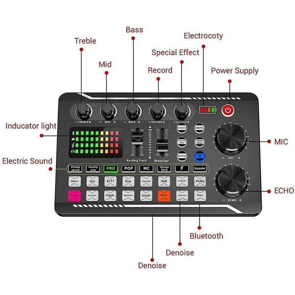 F998 Live Lydkort Audiomixer Podcast, Stemmeskifter Til Kontrolpanel Til Mikrofon Karaoke