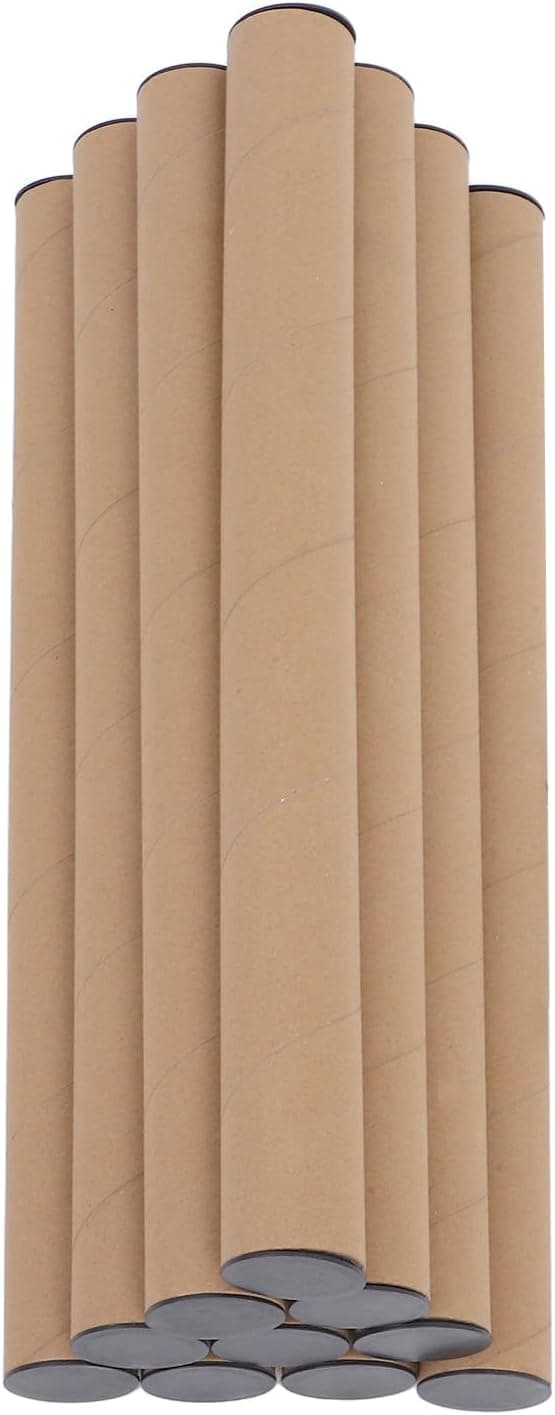 10 stk. kraftpapirrør med sorte låg 50X5 cm – Plakattrør