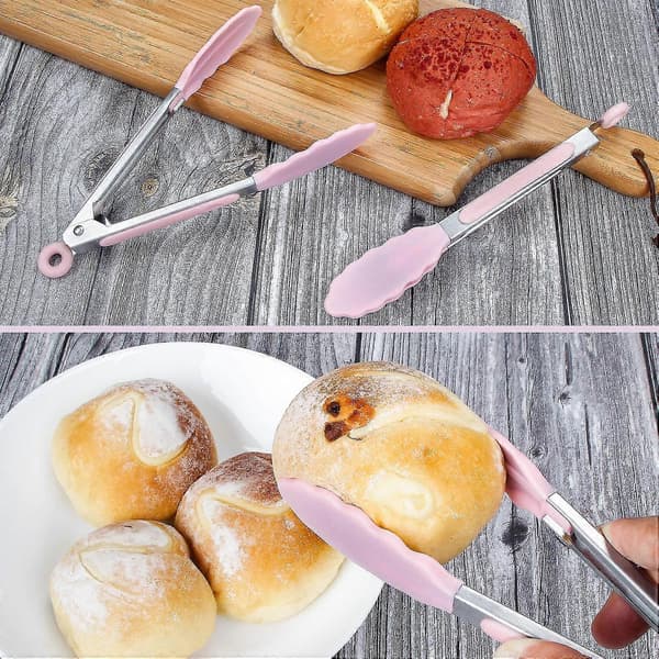 Silikon Serveringstänger 21cm Set Om 3 - Rosa Köttänger Grilltänger Rosa Buffétänger - Bra