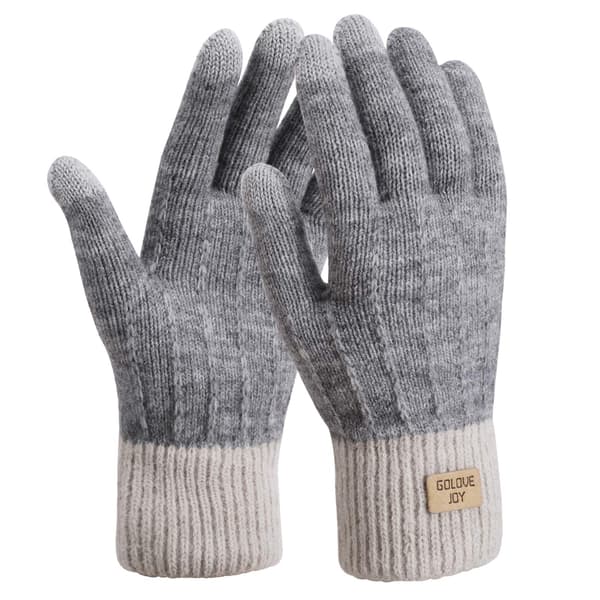 Damehandsker Vinter Touch Screen Strikkede Varme Handsker, Elastiske Varme Fleece Anti-skrid Arbejdshandsker til kvinder, Vinterhandsker Grå Gray