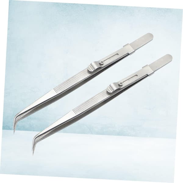 2 st pincettset i stål, multifunktionell design, justerade spetsar, silver, robust precisionsreparationspincettkit