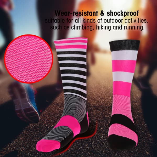 Slidstærke, åndbare klatre-, vandre-, løbe- og sportsstrømper (sort+pink)_tfrf