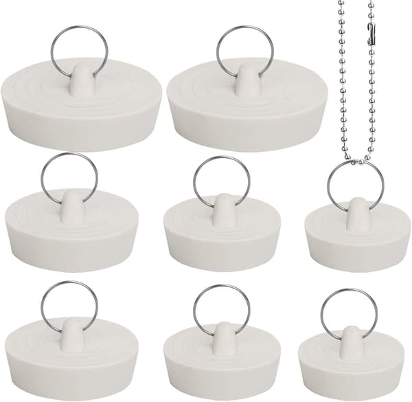 8 Pieces Rubber Bathtub Plugs with Ring Kitchen Drain