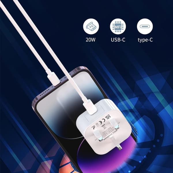 2-pack 20W iPhone Fast Charger USB C Plug and Long Charging Cable 2m for iPhone 14 13 12 11 Pro/Pro Max/Plus/mini/X/XR