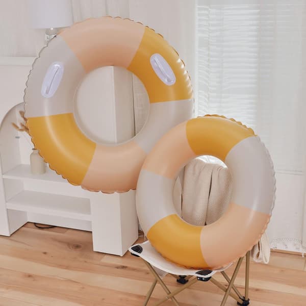 Swimming Ring Teenagers Retro Striped Swimming Ring Olive Inflatable Armpit Ring Cherry Floating Ring 2pcs 60cm*60cm*60cm