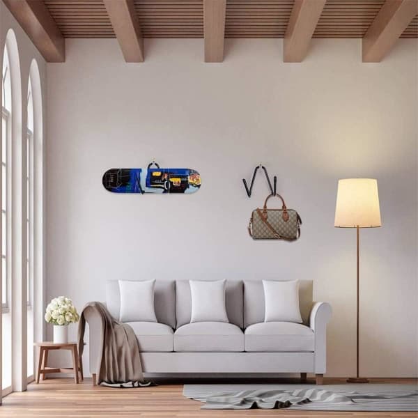 Skateboardhållare Set om 2, Väggfäste, Krokfästen med Skruvar för Upphängning av Skateboards, Väggfästen, Gitarrställ