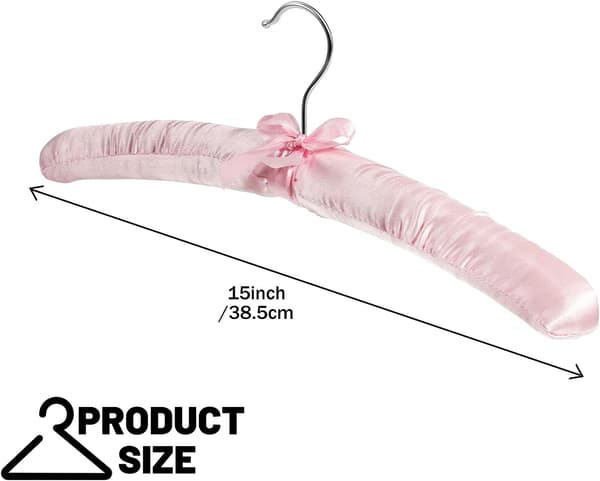 25 stk. satinpolstrede bøjler med rustbeskyttelse til kjoler, trøjer, jakkesæt og mere (pink) Pink