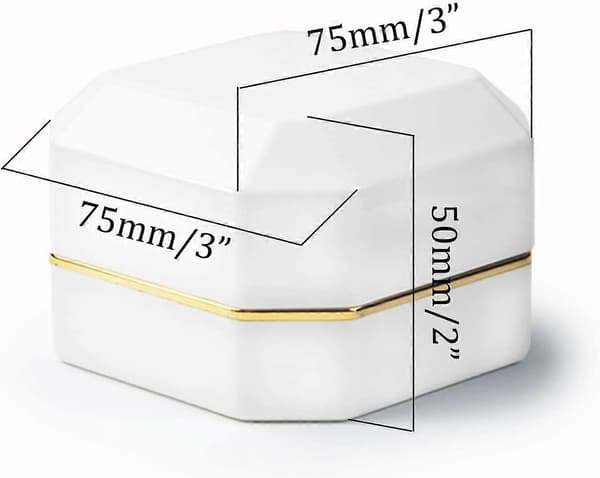 Luxury Ring Box, Velvet Ring Holder Jewelry Box Storage Gift Case with LED Light, White