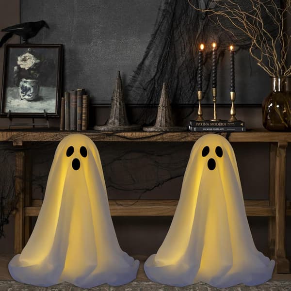 wxsp 2-pack Halloween Decorations, Spooky Ghost Decor with Battery Operated String Lights, Easy Assemble Ghost Halloween Indoor Decorations