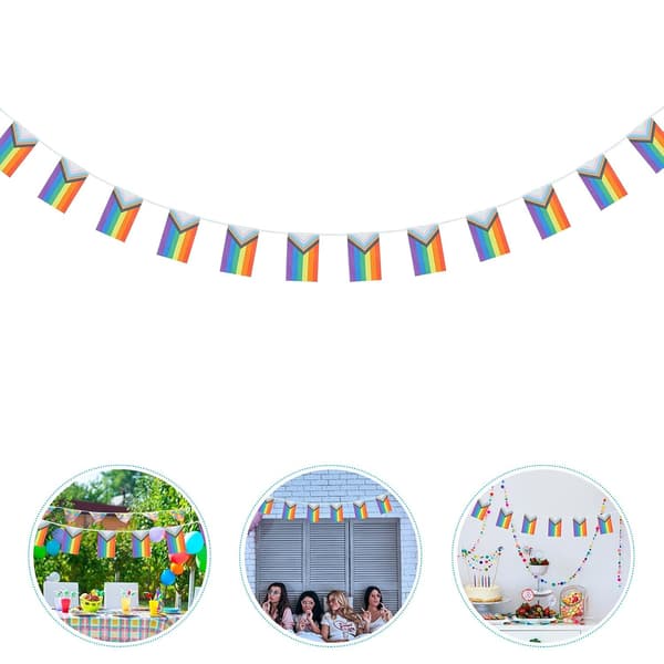 Pride Banner String Flag Fargerik Polyester Delikat Klassisk Design Lett Vekt Ikke Lett å Deformere Lett å Henge