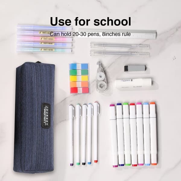 Creative simple pencil case in striped navy blue oxford fabric
