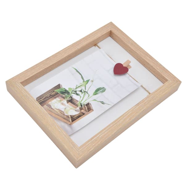 Floating Double-Sided Frame, Versatile Display Case for Your Creative Touch, Perfect for Wall Mounting or Table Stand (Natural)