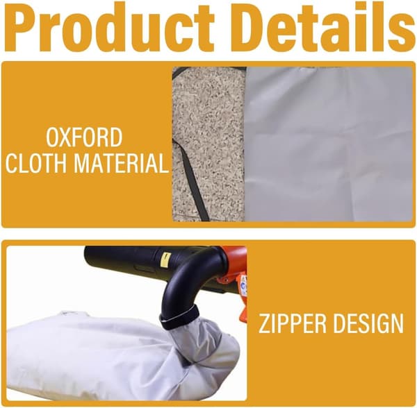 Leaf Blower Accessories, Universal Leaf Blower Collection Bag, Adjustable Zippered Leaf Collection Replacement Bag (Silver)