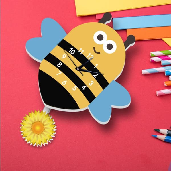 Silent Wall Clock Large Arabic Numeral Display Bee-shaped Eco-friendly PVC Foam Board